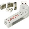 LINDY 40454 USB port lock USB Port Lock + Key 4-piece set White incl. 1 key