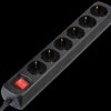 Socket outlet, 6 sockets, with switch, black