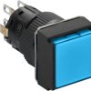 Pushbutton, illuminable, groping, 2 Form C (NO/NC), waistband square, blue, front ring black, mounting Ø 16 mm, XB6ECW6B2P