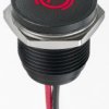 Lampka kontrolna do montażu panelowego 12V dc, czerwona 16mm LED Czarny Wyprowadzenia APEM