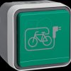 47403533 Steckdose mit grünem Klappdeckel und Symbol E-Bike AP W.1 grau