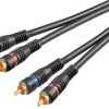 Kabel łączący stereo 2 x cinch, podwójnie ekranowany - Długość kabla 2 m