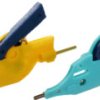 Miniature clamp test probe, green/yellow, max. 0.8 mm, L 30 mm, CAT O, pin 0.73 mm, 974101188