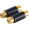 Adapter, 2 x RCA socket to 2 x RCA socket, black, BS57041-G