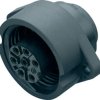 Panel socket, 6 pole + PE, crimp connection, screw locking, straight, 09 0204 00 07
