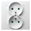 AS Gniazdo podwójne z uziemieniem z ramką z przesłonami białe GP-2GZP/00 OSPEL