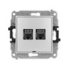 ICON Mechanizm gniazda komputerowego podwójnego 2xRJ45, kat. 8, ekranowane, 8-styk, bez pola opisowego srebrny metalik 7IGKBO-12
