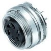 Panel socket, 3 pole, solder connection, screw locking, straight, 09 0308 290 03