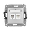ICON Mechanizm gniazda telefonicznego poj. 1xRJ11 + komputerowego 1xRJ45, kat. 5e, 8-styk, beznarzędziowe srebrny metalik 7IGTK