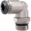 Angle push-in fitting, L 22.5 mm, 20 bar, brass, nickel-plated, for hose, 153299