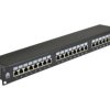 Patch panel RACK 19 cali 1U kat.6 24p FTP z półką czarny NEKU