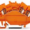 3-wire feed-through terminal, spring-clamp connection, 0.08-2.5 mm², 1 pole, 24 A, 8 kV, orange, 780-654