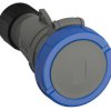 Złącze przemysłowe - zasilające 16A Gniazdo 230 V 2P + E Żeński Amphenol Industrial Niebieski Montaż na kablu IP67