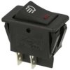 Przełącznik; klawiszowy (kołyskowy); ASW-17D; ON-OFF; 2 tory; czarny; podświetlenie LED 12V; czerwony; bistabilny; konektory 6,3