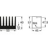 Extruded heatsink, (L x W x H) 75 x 50 x 40 mm, 3.6 to 1.25 K/W, black anodized, 10020067