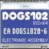 EA DOGS102B-6 LCD graphic module with display RAM, 33.6 x 22.4 mm, white / blu