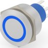 Vandal-proof pushbutton, 2 pole, silver, illuminated  (blue), 3 A/250 VAC, mounting Ø 25.2 mm, IP67, 2-2317656-9