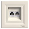 ASFORA Gniazdo komputerowe podwójne 2xRJ45 kat.5e krem z ramką EPH4400123 SCHNEIDER ELECTRIC