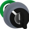 Key switch, 2 positions, unlit, groping, waistband round, black, front ring light gray, 2 x 90°, mounting Ø 30.5 mm, ZB5FG6C0