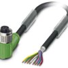 Sensor actuator cable, M12-cable socket, angled to open end, 8 pole, 3 m, PUR, black, 2 A, 1522927