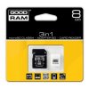 Goodram 3in1 - karta pamięci microSD 8GB klasa 4 + adapter + czytnik