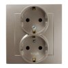 AS Gniazdo podwójne z/u Schuko satyna light GP-2GS/45