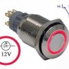 Przycisk chwilowy 16mm; płaski LED czerwony 12V