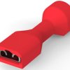 Insulated flat plug sleeve, 4.75 x 0.51 mm, 0.32 to 0.82 mm², AWG 22 to 18, brass, tin-plated, red, 2-520262-2