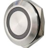 Przycisk chwilowy monostabilny wandaloodporny srebrny LED 30mm