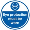Znak nakazu, Winyl, Eye protection must be worn-Tekst Angielski, 450mm, Tak Znak