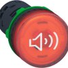 Acoustic signal transmitter, illuminable, waistband round, red, mounting Ø 22 mm, XB5KS2B4