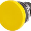Mushroom pushbutton, unlit, latching, waistband round, yellow, front ring black, mounting Ø 22.3 mm, 46-2534.1G40.000