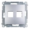 Simon 54 Pokrywa gniazda teleinformatycznego podwójnego 2xRJ Keystone płaska srebrny mat DKP2.01/43