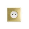 Gniazdko elektryczne białe pojedyncze ramka stal szczotkowana PVD Brass GN-SNPBR01B