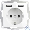 2USB 2U-449276 Gniazdo podtynkowe VDE, z USB, zabezpieczenie przed dziećmi IP20 czysty biały, efekt połysku