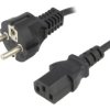 Kabel CEE 7/7 (E/F) wtyk IEC C13 żeński PVC 5m czarny 10A KAB-EU-P3-5.0-BK