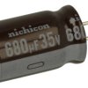 Kondensator; niskoimpedancyjny; elektrolityczny; UPW1V681MHD; 680uF; 35V; UPW; fi 12,5x20mm; 5mm; przewlekany (THT); taśma; Nich
