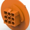 Socket housing, 9 pole, pitch 6.35 mm, straight, orange, 1-794761-3