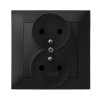 IMPRESJA Gniazdo podwójne z uziemieniem z ramką czarny metalik GP-2YZ/33 OSPEL