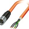Sensor actuator cable, M17-cable socket, straight to open end, 3 pole + PE, 2 m, TPU, orange, 26 A, 1619301