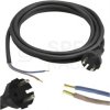 Przewód zasilający SPZ gumowy OW 2x1,0mm2 z wtyczką prostą [2P] czarny 3m