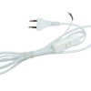 Kabel zasilający 2x0,5 1,5m z wyłącznikiem biały