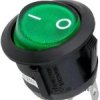 MK1031G Przełącznik kołyskowy, okrągły, podświetlany, włącz - wyłącz (SPST), średnica 20.2mm, zielony 6A/230V - producent SCI
