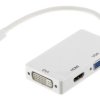 AUDA CableTime Adapter mini DisplayPort - HDMI + SVGA (D-Sub 15-pin) + DVI-I (24+5pin) Full HD (wtyk / 3x gniazdo) biały 15cm