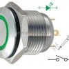 Przycisk chwilowy 16mm płaski LED zielony 12V