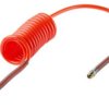 Przewód pneumatyczny spiralny 2m Czerwony, PUR, BSPT 1/4i148 męskie RS PRO