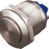 Vandal-proof pushbutton, 1 pole, silver, unlit , 2 A/36 V, mounting Ø 19 mm, IP65, PAV19ANHS0N