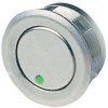 Vandal-proof pushbutton, 1 pole, silver, illuminated  (green), 0.125 A/48 V, mounting Ø 19 mm, IP67, 1241.2856
