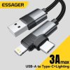 Kabel USB-A / USB-C + iPhone lighting 1m 65W czarny