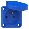 Gniazdo prądowe z klapką [2P+Z] 16A 230V stałe IP54 S-Nova PCE tablicowe, do obudowy, podłączenie tylne, niebieskie